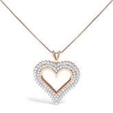 .925 Sterling Silver Diamond Heart 18" Pendant Necklace (I-J Color, I2-I3 Clarity)