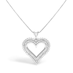 .925 Sterling Silver Diamond Heart 18" Pendant Necklace (I-J Color, I2-I3 Clarity)