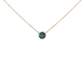 14K Rose Gold 2.0 Cttw Bezel Set Blue Diamond Solitaire Pendant Necklace - 18" Inches