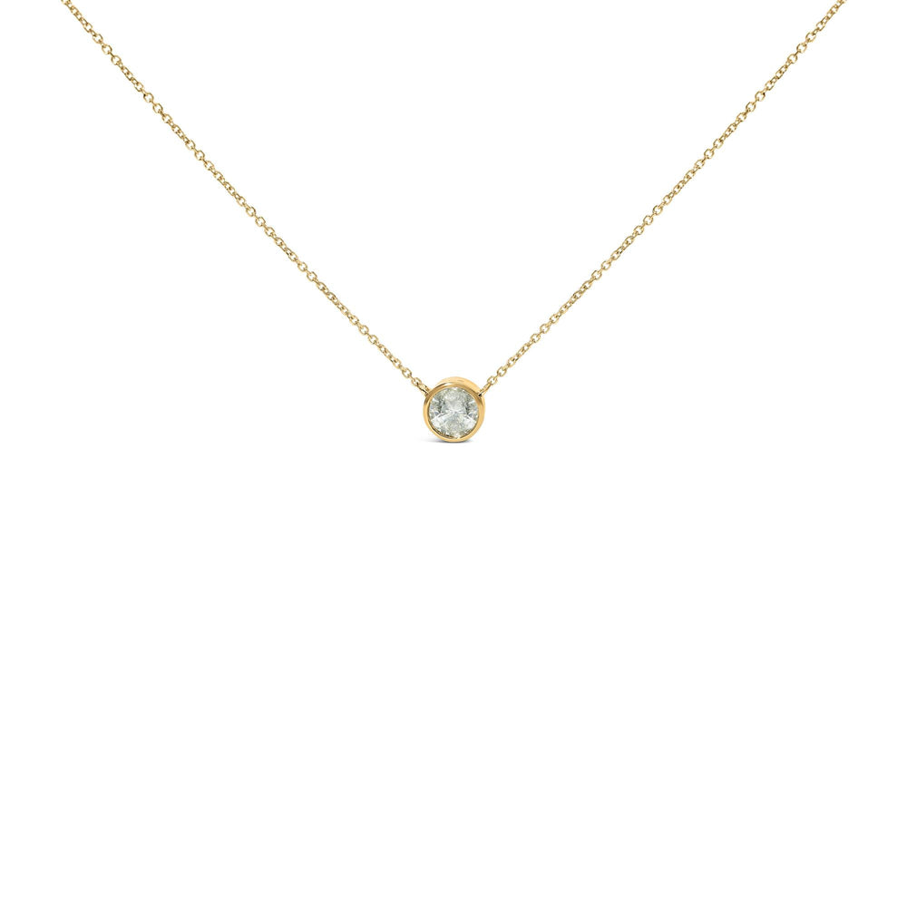 10K Yellow Gold 2.0 Cttw Round Bezel Set Diamond Solitaire Pendant Necklace