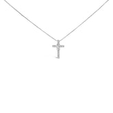 .925 Sterling Silver 1/10 Cttw Diamond Inlaid Cross with Ribbon Pendant Necklace (I-J Color, I2-I3 Clarity) - 18"