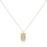 18K Yellow Gold Plated .925 Sterling Silver 3/8 Cttw Diamond North Star Dog Tag 18" Inch Pendant Necklace (I-J Color, I2-I3 Clarity)
