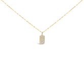 14K Yellow Gold 1/3 Cttw Diamond Dog Tag Pendant Necklaces 18"