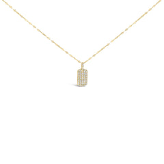 14K Yellow Gold 1/3 Cttw Diamond Dog Tag Pendant Necklaces 18"