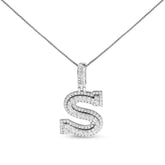 .925 Sterling Silver 1 1/10 Cttw Round Lab-Grown Diamond "S" Pendant Necklace - 18"