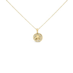 10K Yellow Gold 3 Leaf Clover 1/6 Cttw Diamond Pendant Necklace