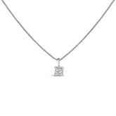 Sterling Silver 1/4 Cttw Princess Cut Diamond 4 Stone Pendant Necklace