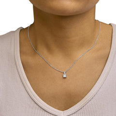 Sterling Silver 1/4 Cttw Princess Cut Diamond 4 Stone Pendant Necklace
