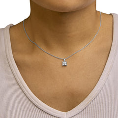 Sterling Silver 1/2 Cttw Princess-Cut Diamond 4 Stone Pendant Necklace
