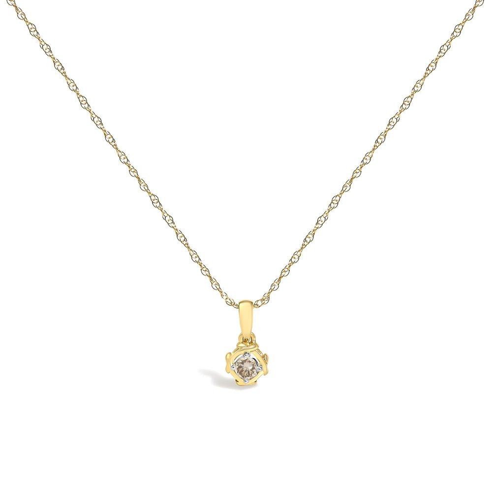 14K Yellow Gold Plated Sterling Silver 1/5 Cttw Diamond Swirl Pendant Necklace