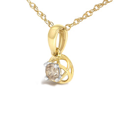 14K Yellow Gold Plated Silver 1/5 Cttw Diamond Openwork Pendant Necklace