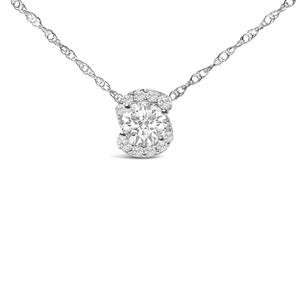 .925 Sterling Silver 1.0 Cttw Lab Grown Round-Cut Diamond Pendant Necklace 18"