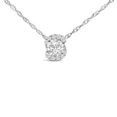 .925 Sterling Silver 1.0 Cttw Lab Grown Round-Cut Diamond Pendant Necklace 18"