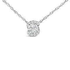 .925 Sterling Silver 1.0 Cttw Lab Grown Round-Cut Diamond Pendant Necklace 18"