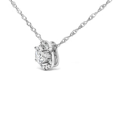 .925 Sterling Silver 1.0 Cttw Lab Grown Round-Cut Diamond Pendant Necklace 18"