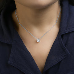 .925 Sterling Silver 1.0 Cttw Lab Grown Round-Cut Diamond Pendant Necklace 18"
