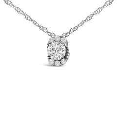 Sterling Silver 1/2 Cttw Lab Grown Diamond Oval Halo Pendant Necklace