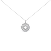 Sterling Silver 1 1/6 Cttw Diamond Openwork Medallion Pendant Necklace