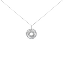Sterling Silver 1 1/6 Cttw Diamond Openwork Medallion Pendant Necklace