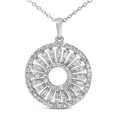 Sterling Silver 1 1/6 Cttw Diamond Openwork Medallion Pendant Necklace