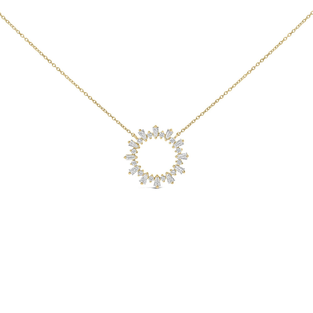 14K Yellow Gold Plated Sterling Silver 3/4 Cttw Diamond Starburst Pendant Necklace