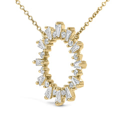 14K Yellow Gold Plated Sterling Silver 3/4 Cttw Diamond Starburst Pendant Necklace