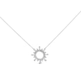 Sterling Silver 5/8 Cttw Diamond Starburst Medallion Pendant Necklace