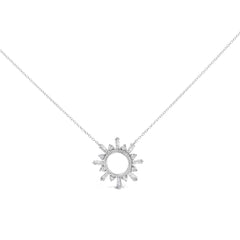 Sterling Silver 5/8 Cttw Diamond Starburst Medallion Pendant Necklace