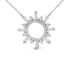 Sterling Silver 5/8 Cttw Diamond Starburst Medallion Pendant Necklace