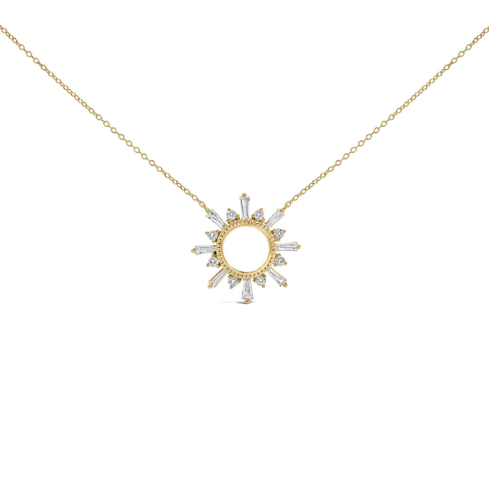 14K Yellow Gold Plated Sterling Silver 5/8 Cttw Diamond Open Starburst Pendant Necklace
