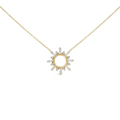 14K Yellow Gold Plated Sterling Silver 5/8 Cttw Diamond Open Starburst Pendant Necklace