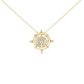 14K Yellow Gold Plated Sterling Silver 1/3 Cttw Diamond Compass Pendant Necklace