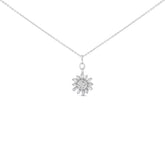 Sterling Silver 3/8 Cttw Diamond Starburst Medallion Pendant Necklace