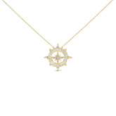 14K Yellow Gold Plated Sterling Silver 1.0 Cttw Diamond Compass Pendant Necklace