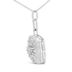 Sterling Silver 1/2 Cttw Diamond Sunburst Medallion Pendant Necklace 18 Inch Cable Chain
