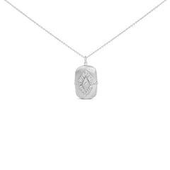 Sterling Silver 3/8 Cttw Diamond Puffed Medallion Design Pendant Necklace