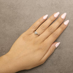 14K Rose Gold Plated Sterling Silver 1/10 Cttw Diamond Heart Motif Ring