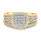 14K Yellow Gold Plated Sterling Silver 1/2 Cttw Diamond Square Cluster Bridal Set