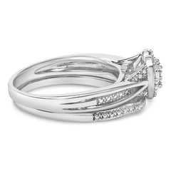 Sterling Silver 1/5 Cttw Diamond Heart Motif Bridal Set