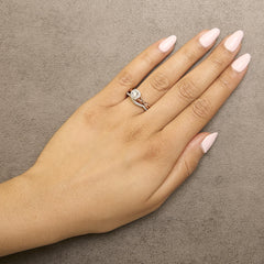 14K Rose Gold Plated Sterling Silver 1/6 Cttw Diamond Round Halo Bridal Set