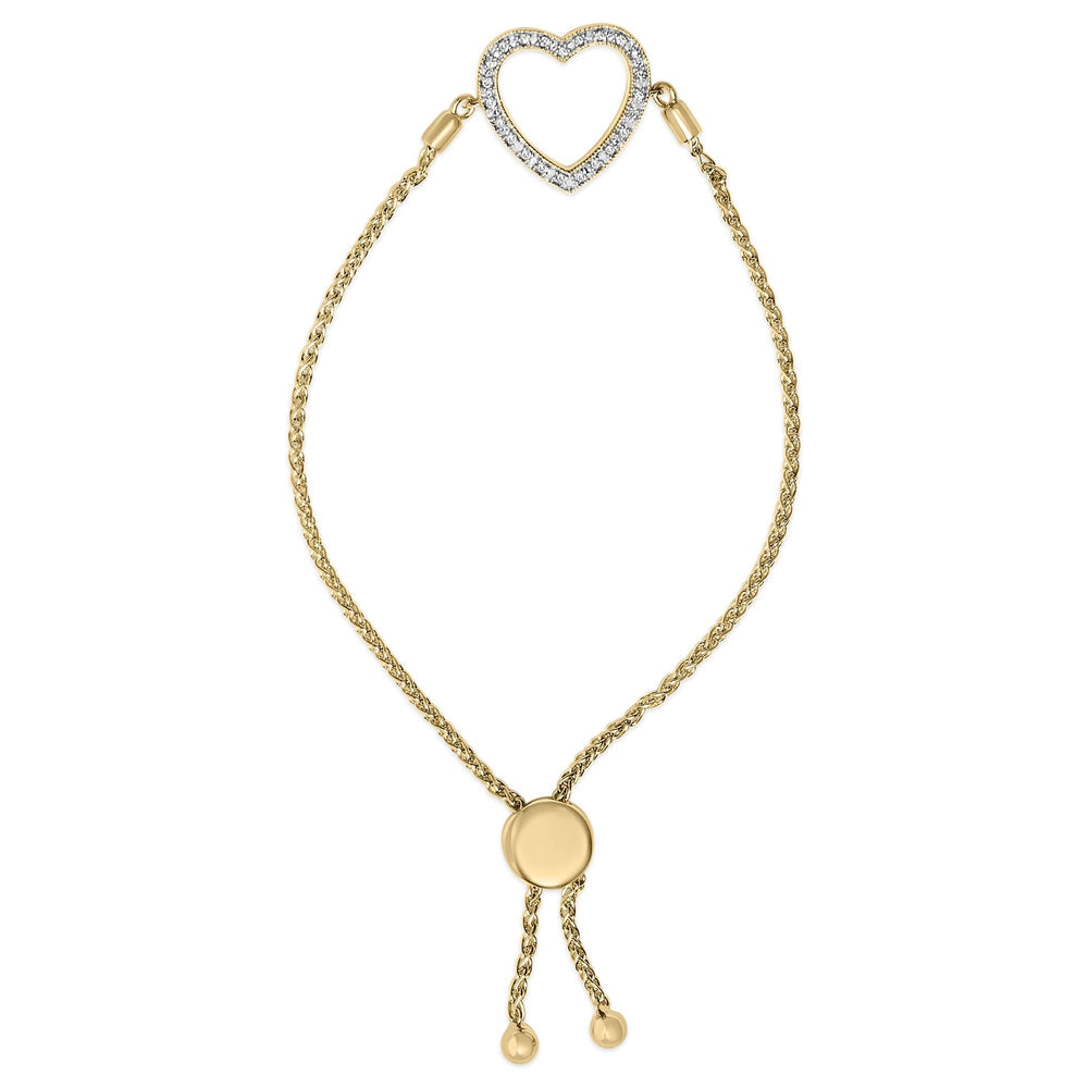 Gold Vermeil Diamond Accent Heart Lariat Bolo Bracelet