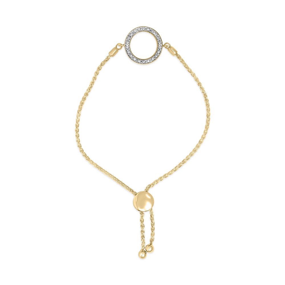 Gold Vermeil Diamond Accent Circle Lariat Bolo Bracelet