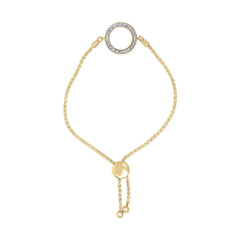 Gold Vermeil Diamond Accent Circle Lariat Bolo Bracelet