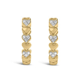 Gold Vermeil Diamond Accent Mini Heart Hoop Earring