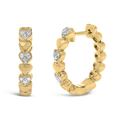 Gold Vermeil Diamond Accent Mini Heart Hoop Earring