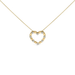 24 KT Gold Vermeil Diamond Accent Puffed Heart Pendant Necklace