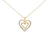 24 KT Gold Vermeil Diamond Accent Double Heart Pendant Necklace