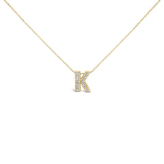 Yellow Gold Vermeil .925 Sterling Silver Diamond Accent "A-Z" Initial Bubble Pendant Necklace