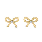 Gold Vermeil Diamond Accent Bow Earring