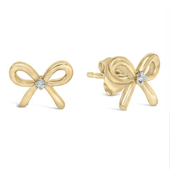 Gold Vermeil Diamond Accent Bow Earring